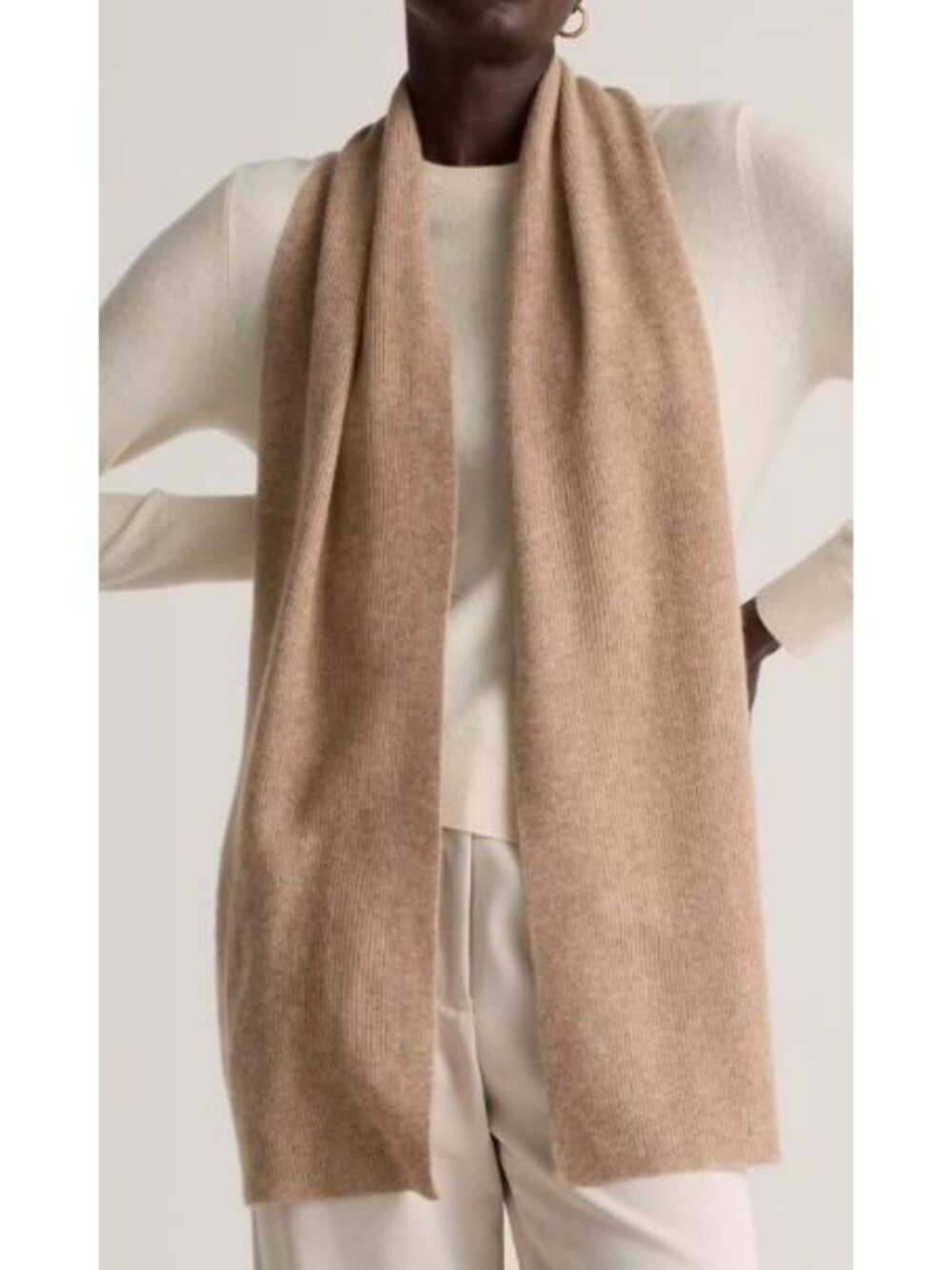 Quince Mongolian Cashmere Scarf Women Size OS NWT Oatmeal Oversize Layering